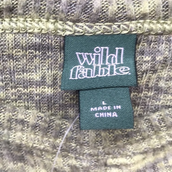 Women’s long sleeve crop top large ribbed knit green super soft - Picture 4 of 7